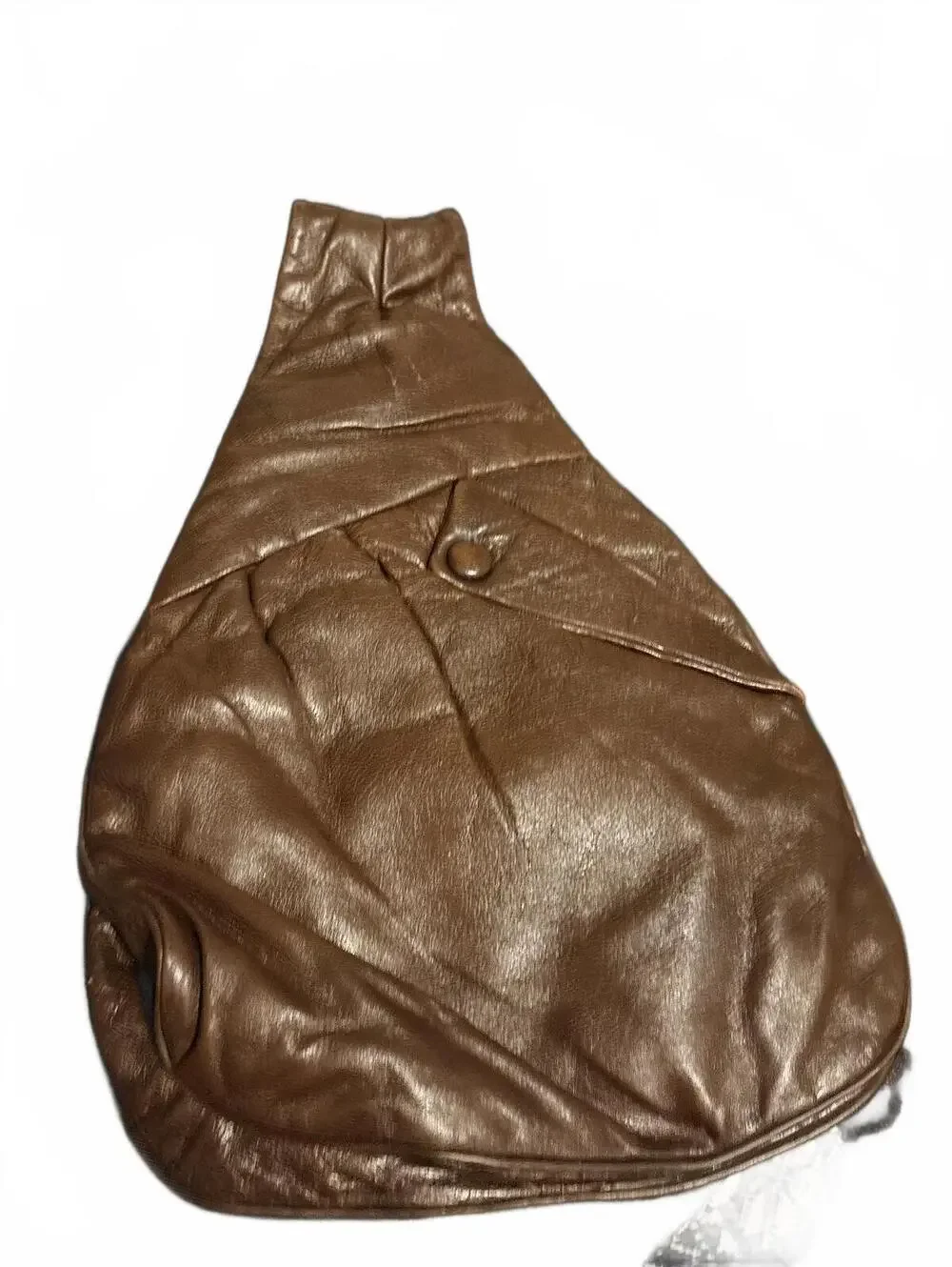 Vintage Brown Leather Sling Bag with Gold Hardware